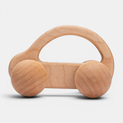 Petit Éveil Montessori - Voiture en bois naturel, jouet d'éveil pour bébé, développement motricité
