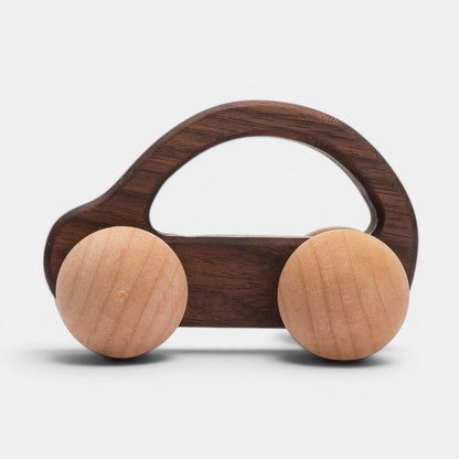 Voiture Montessori en bois naturel et bois foncé, jouet d'éveil pour enfant, Petit Éveil Montessori