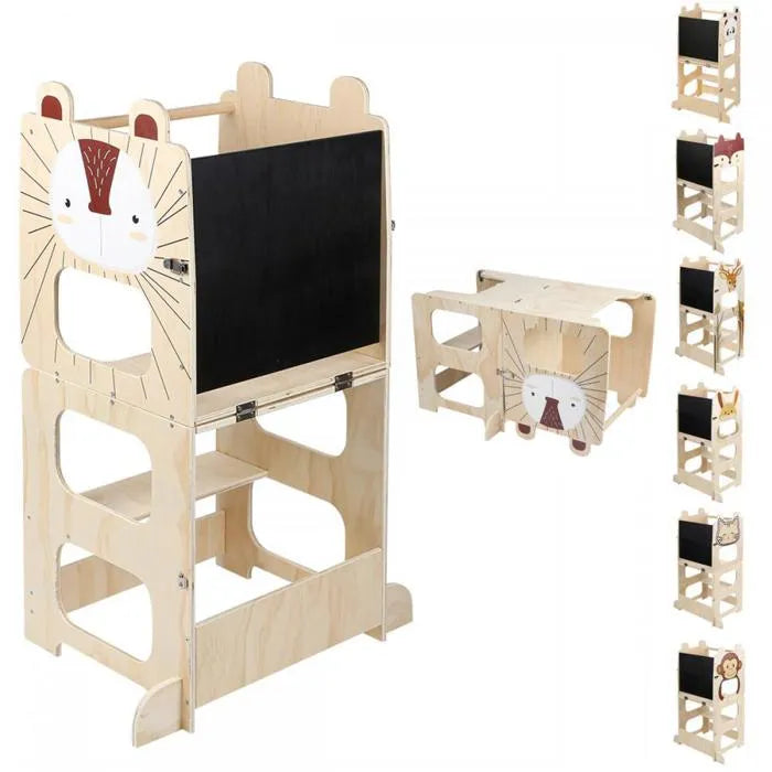 Montessori Growth-Adjustable Observation Tower – Wood & Chalkboard