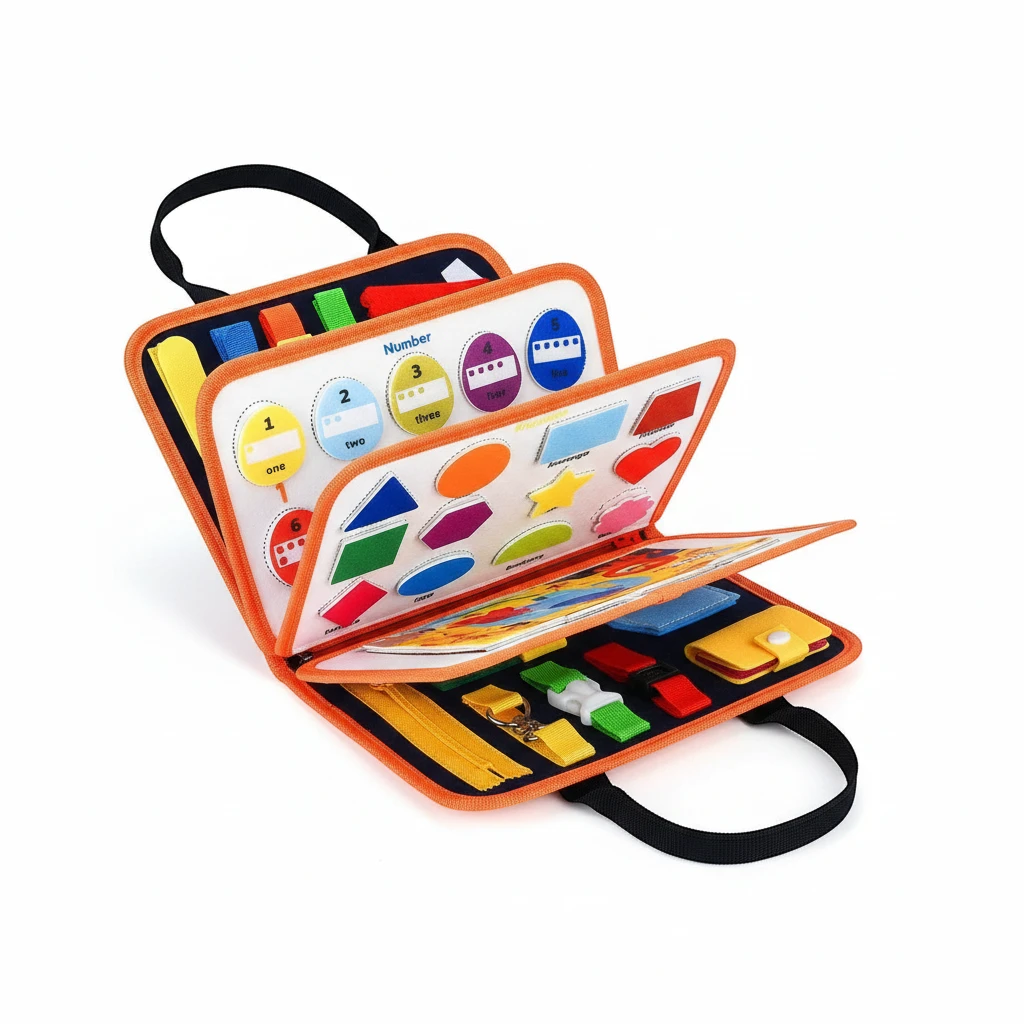 Montessori Busy Board for Ages 1 and Up – Sensory & Motor Skills Board